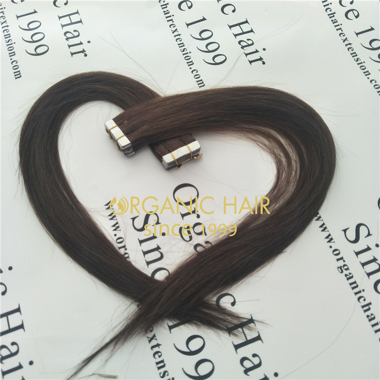 Tape hair extensions color #4 full cuticle hair GT56